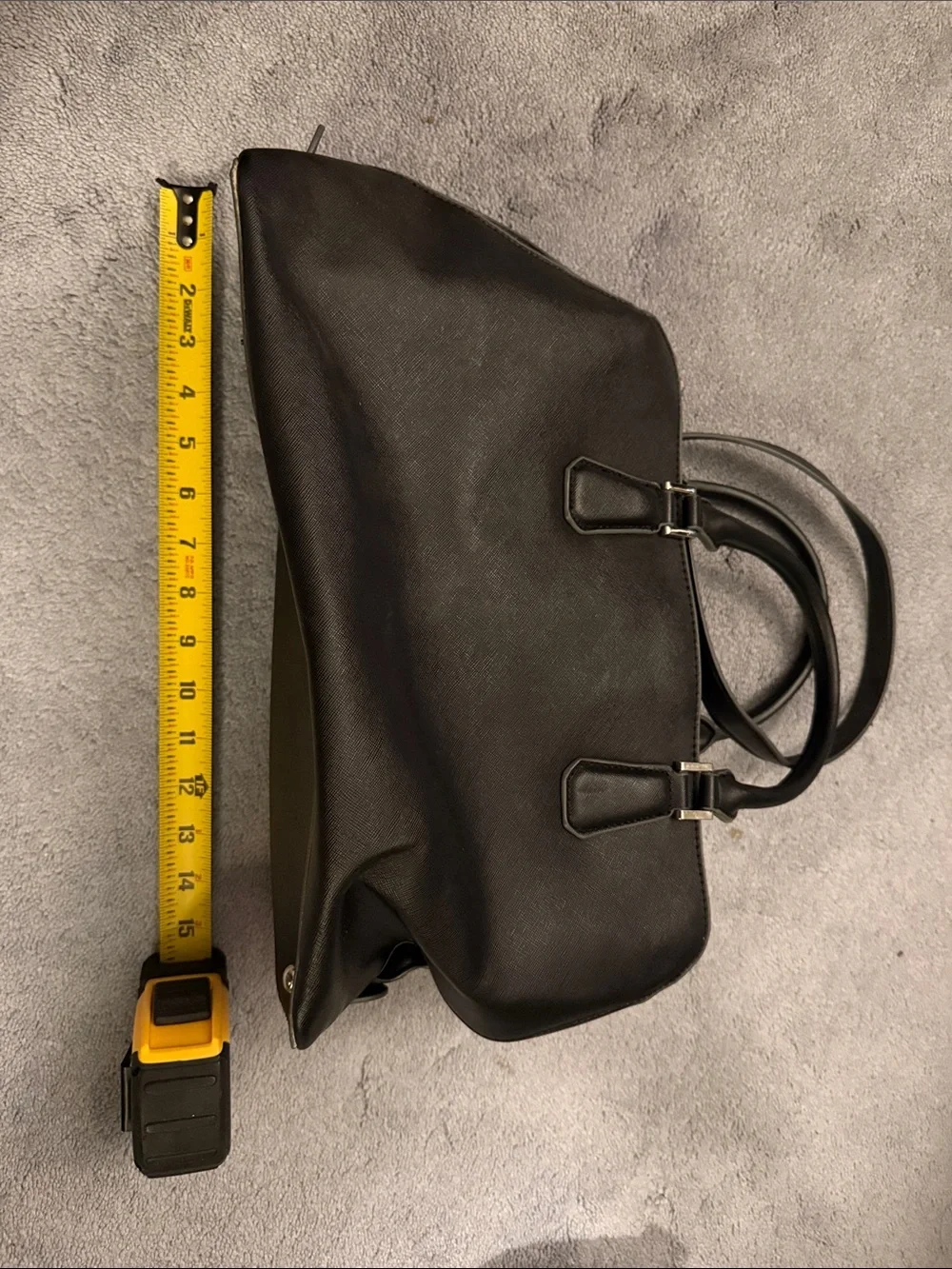 Nine West Black Tote with Front Pocket and Silver Hardware